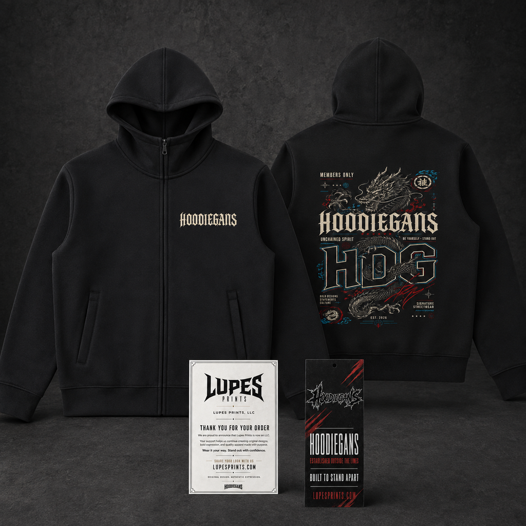 Hoodiegans Essential Heavyweight High Neck  Zip-Up Hoodie