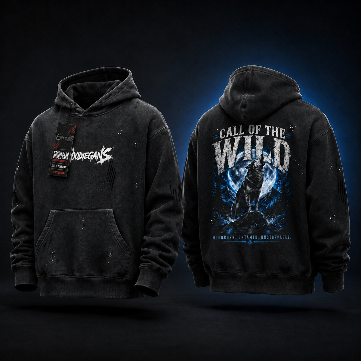 Hoodiegans Vintage Washed Frayed Fleece Hoodie