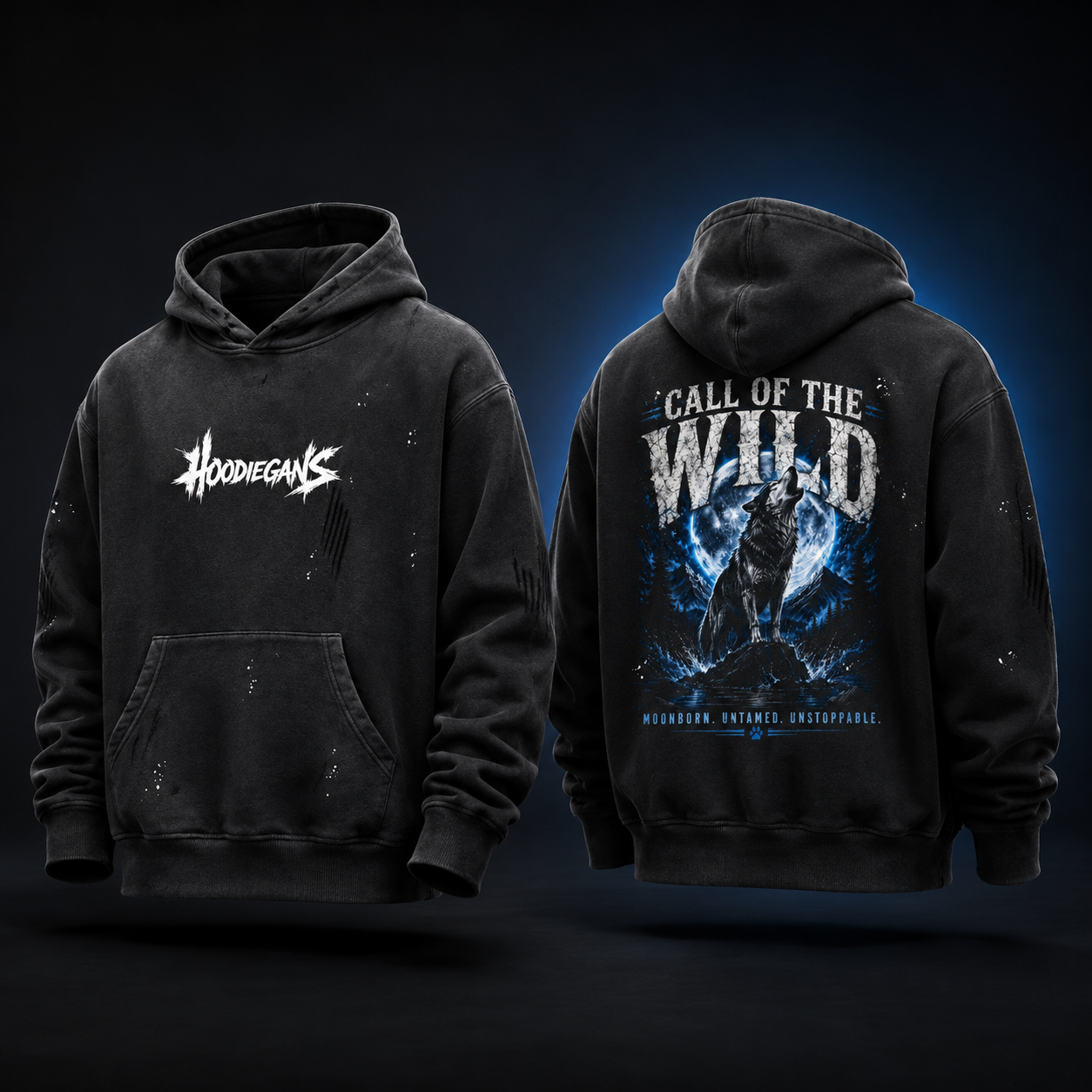 Hoodiegans Vintage Washed Frayed Fleece Hoodie