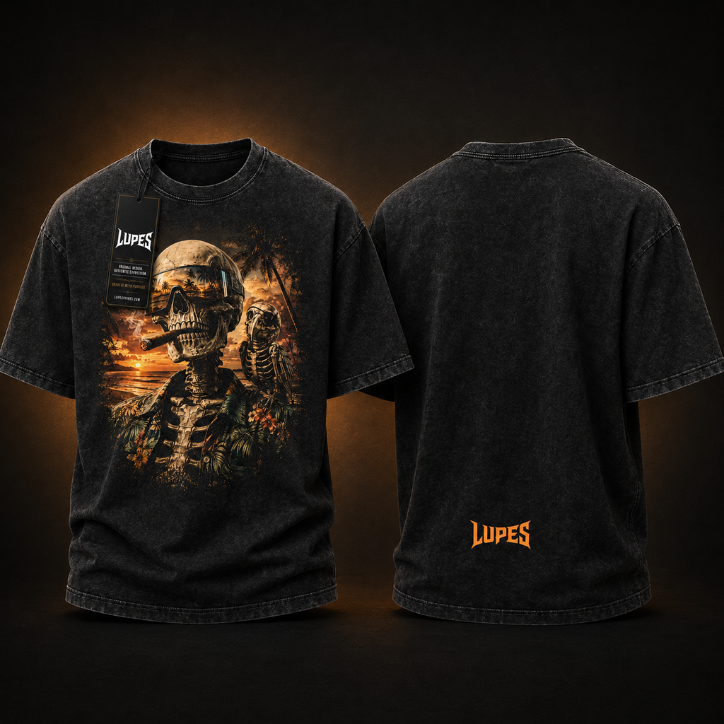 Skelotor Sunset Snow Washed Oversized Cotton T-Shirt
