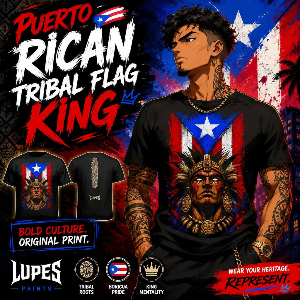 Lupes PR Flag Tribal King Graphic Tee