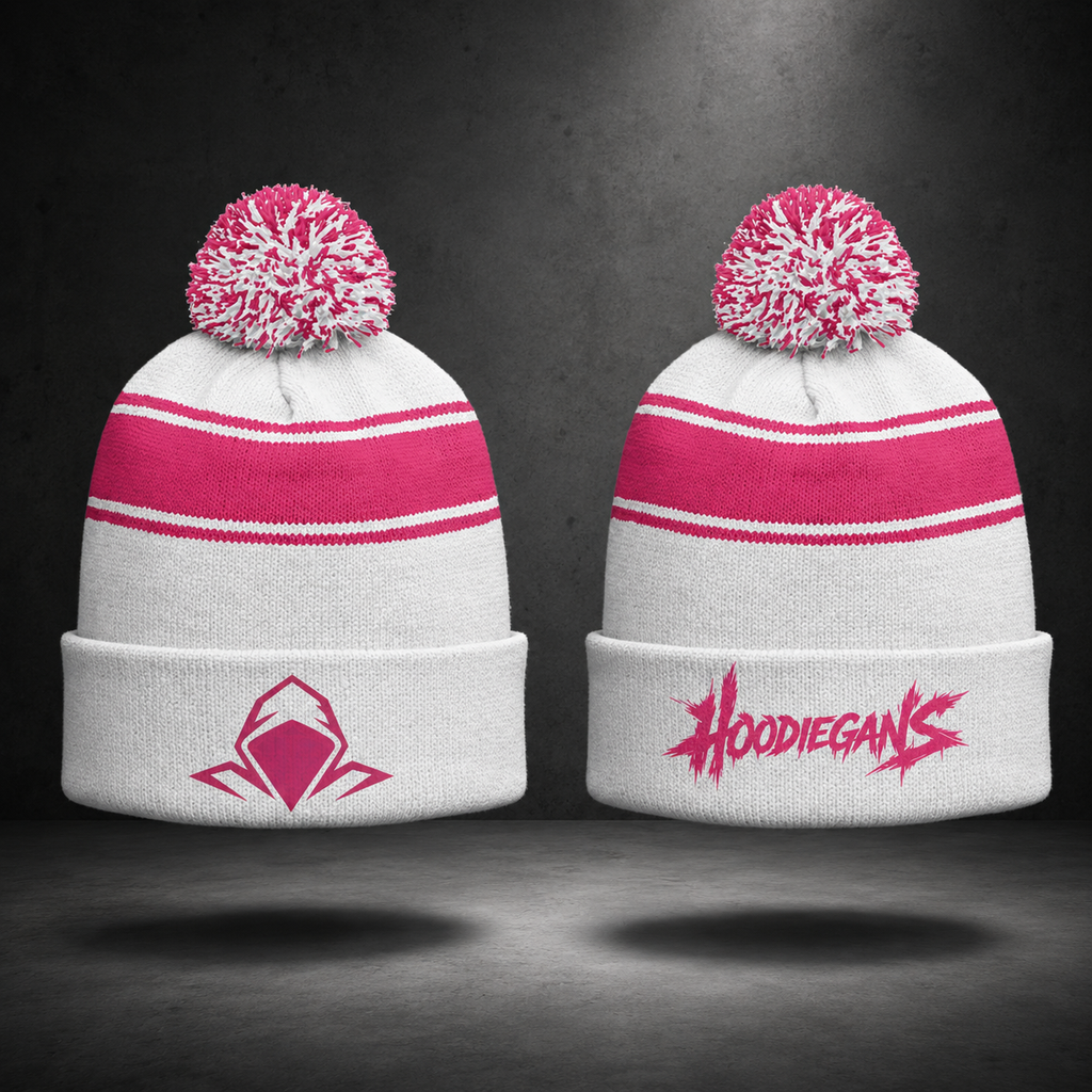 Hoodiegans Rose White Pom Pom Beanie