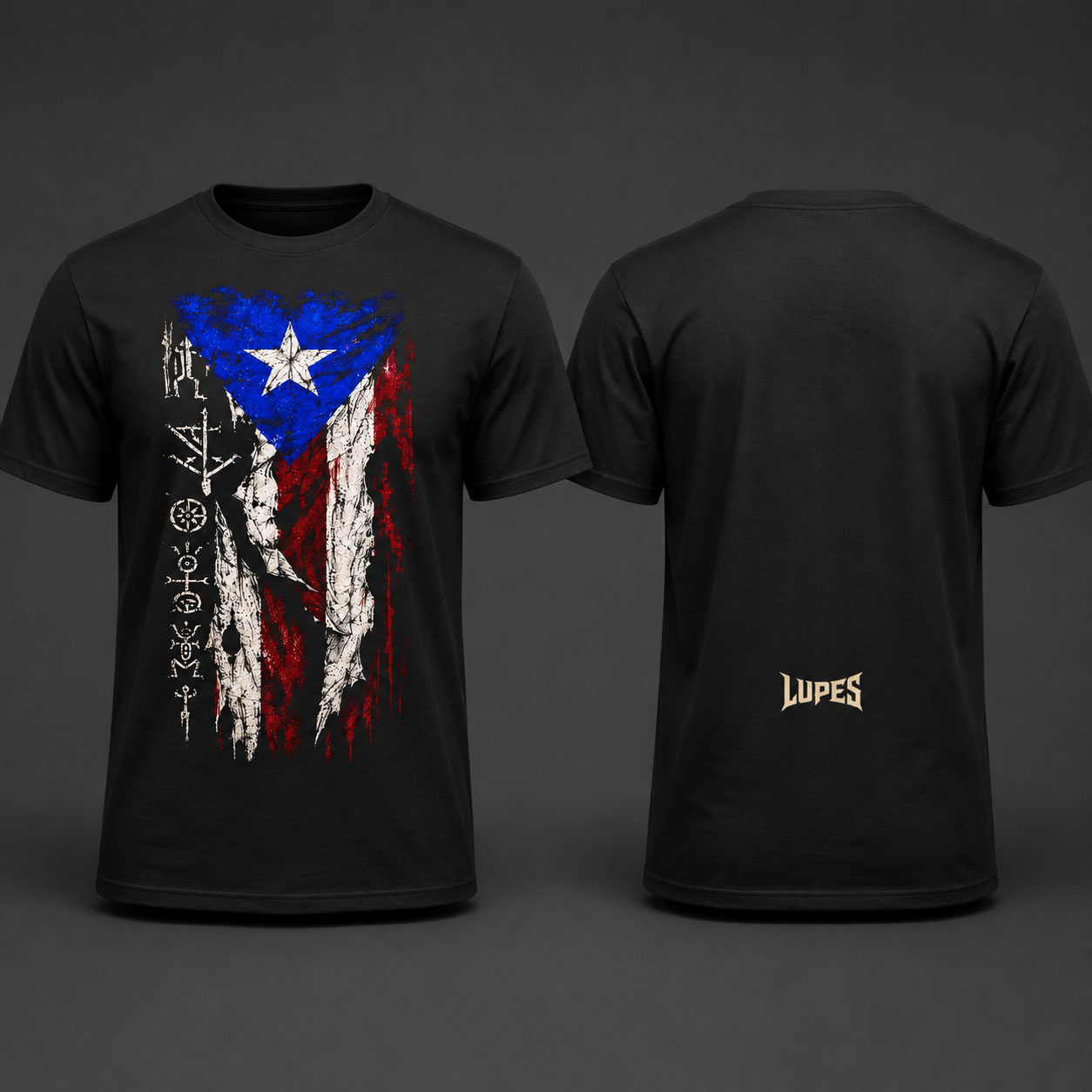 Lupes PR Tribal Flag Graphic Tees