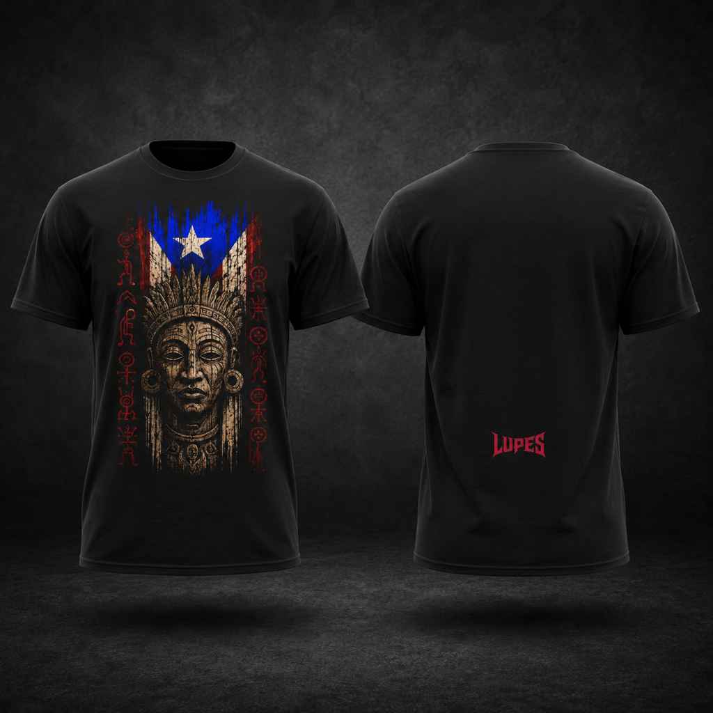 Lupes Taino Tribal PR Flag Graphic Tee
