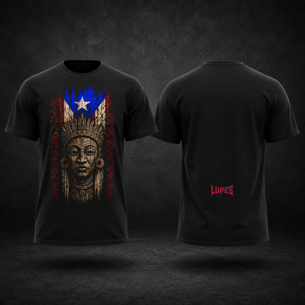 Lupes Taino Tribal PR Flag Graphic Tee