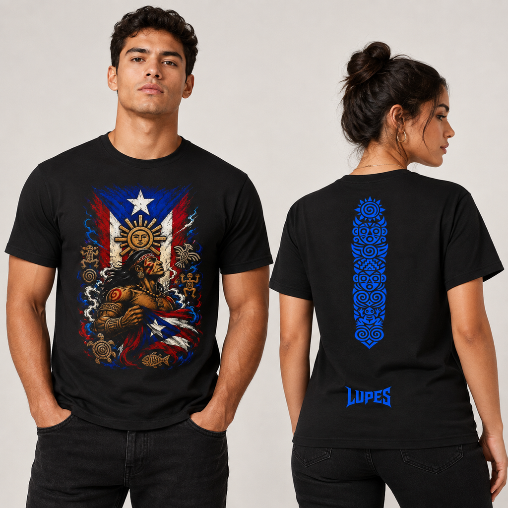 Lupes PR Tri-Blend Tribal Flag Graphic Tee