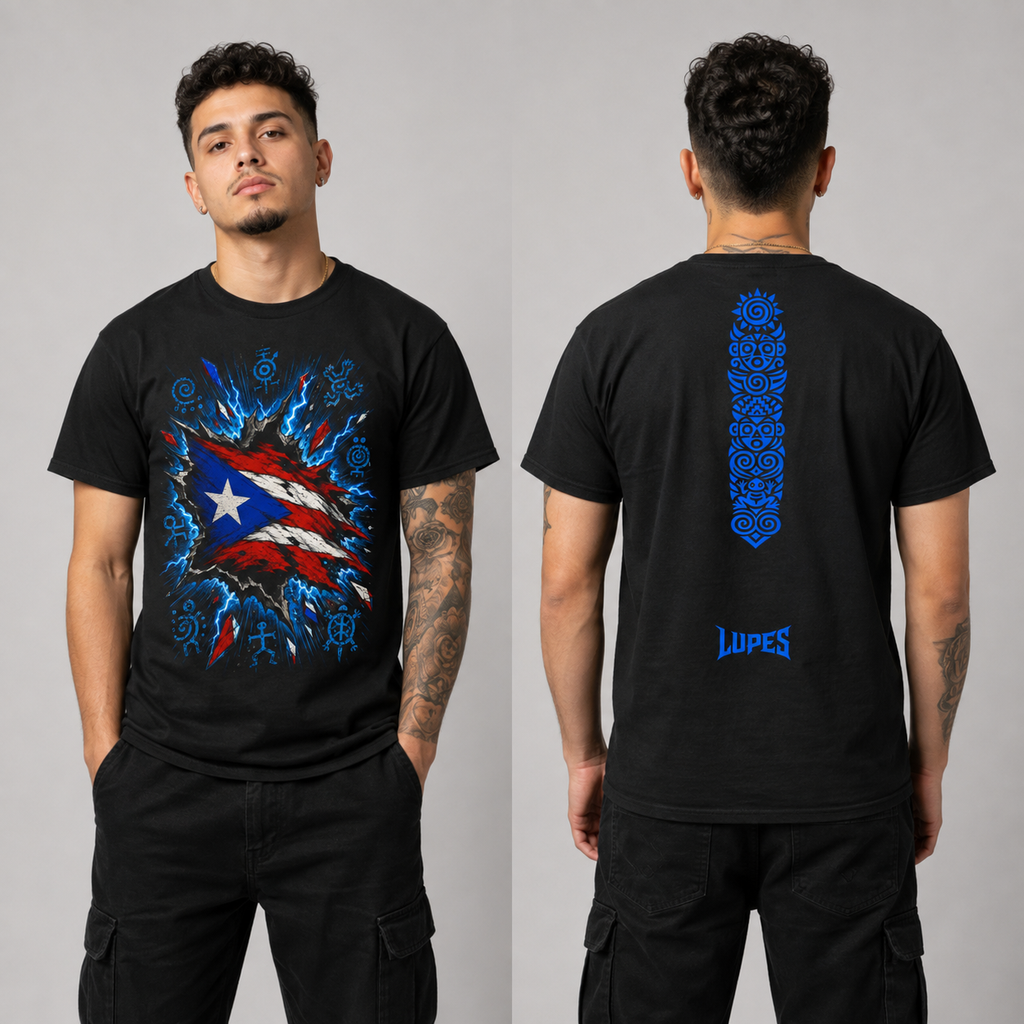 Lupes PR Tribal Flag Explosion Graphic Tee