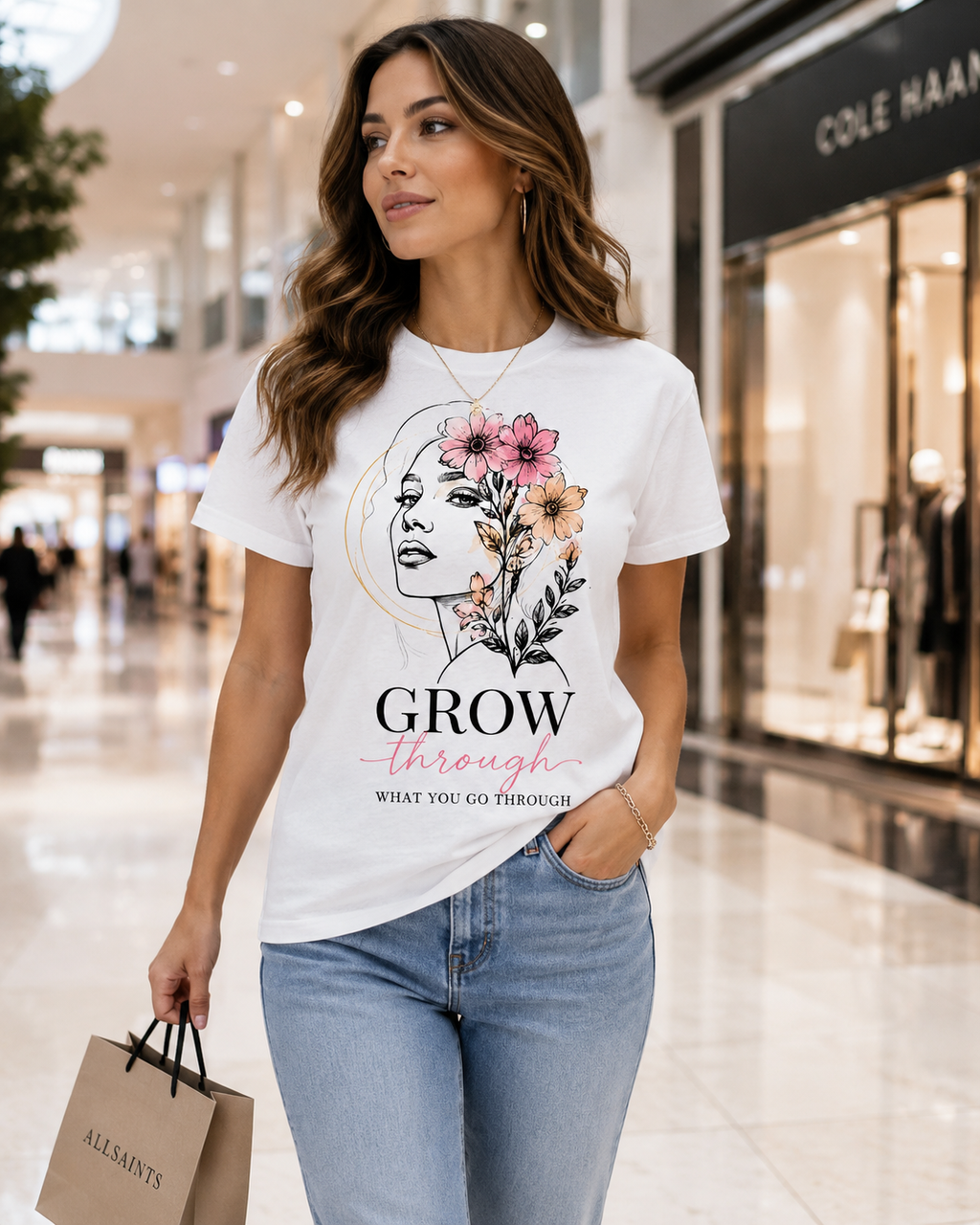 Womens Grow Cotton White Tee