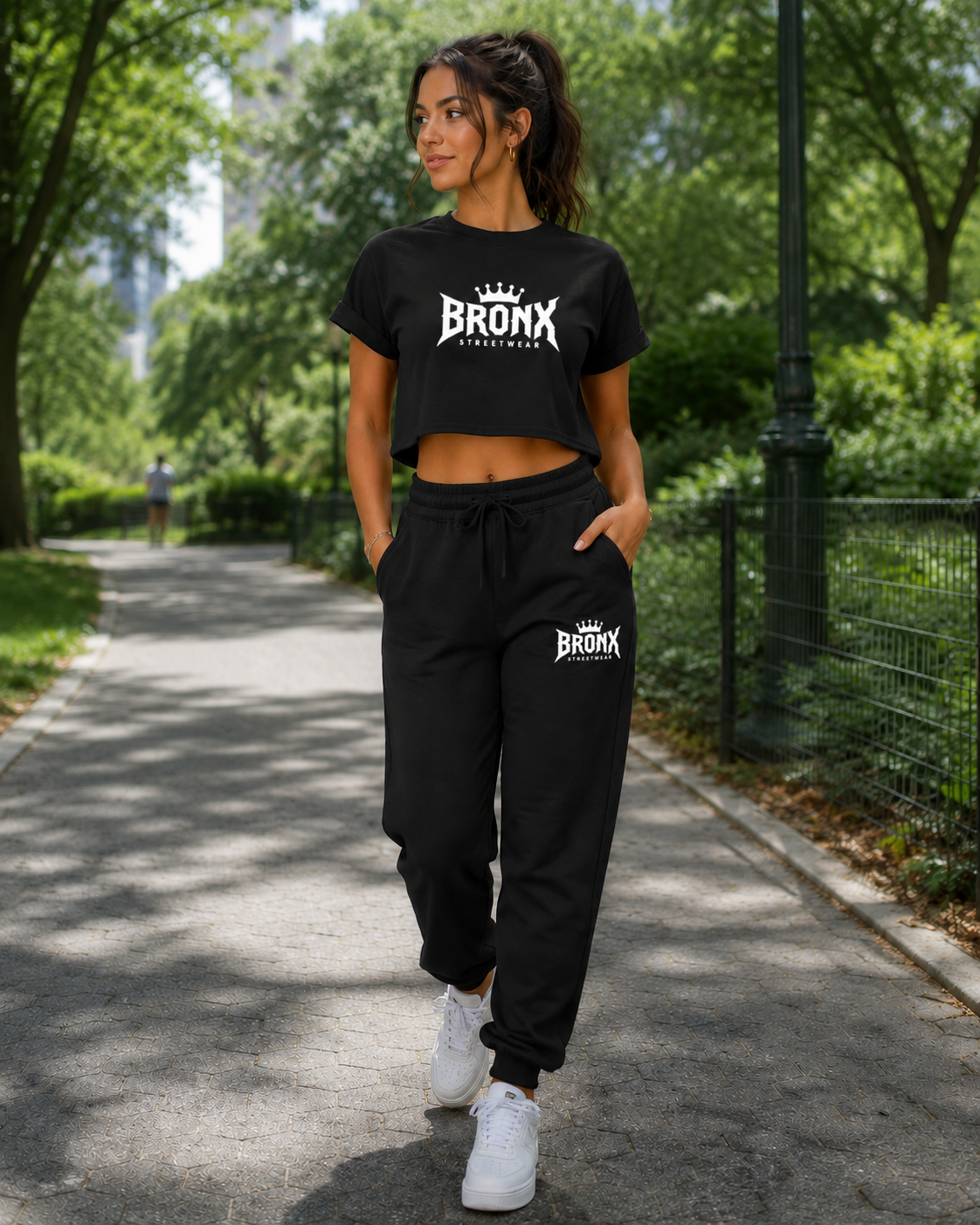 Bronx Streetwear White Logo Womens Crop Top