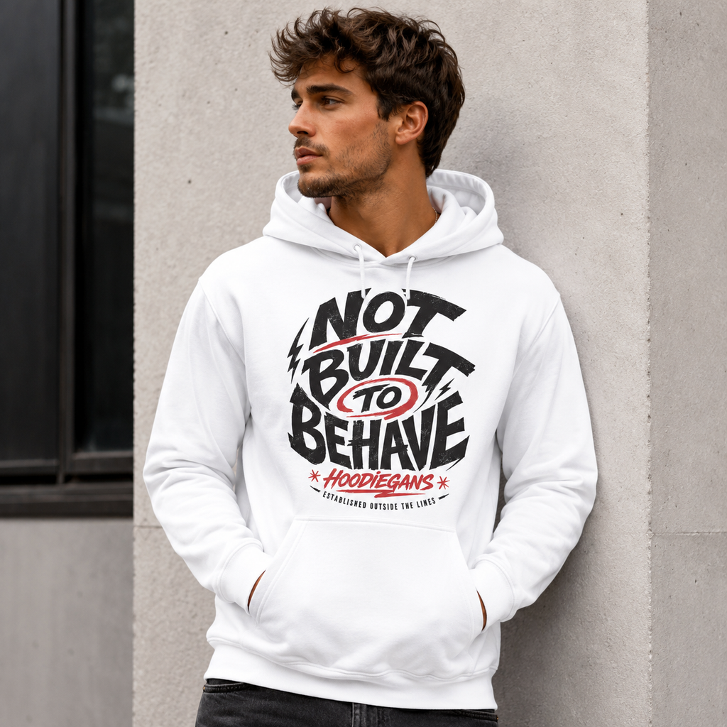 Hoodiegans Behave White Hoodie