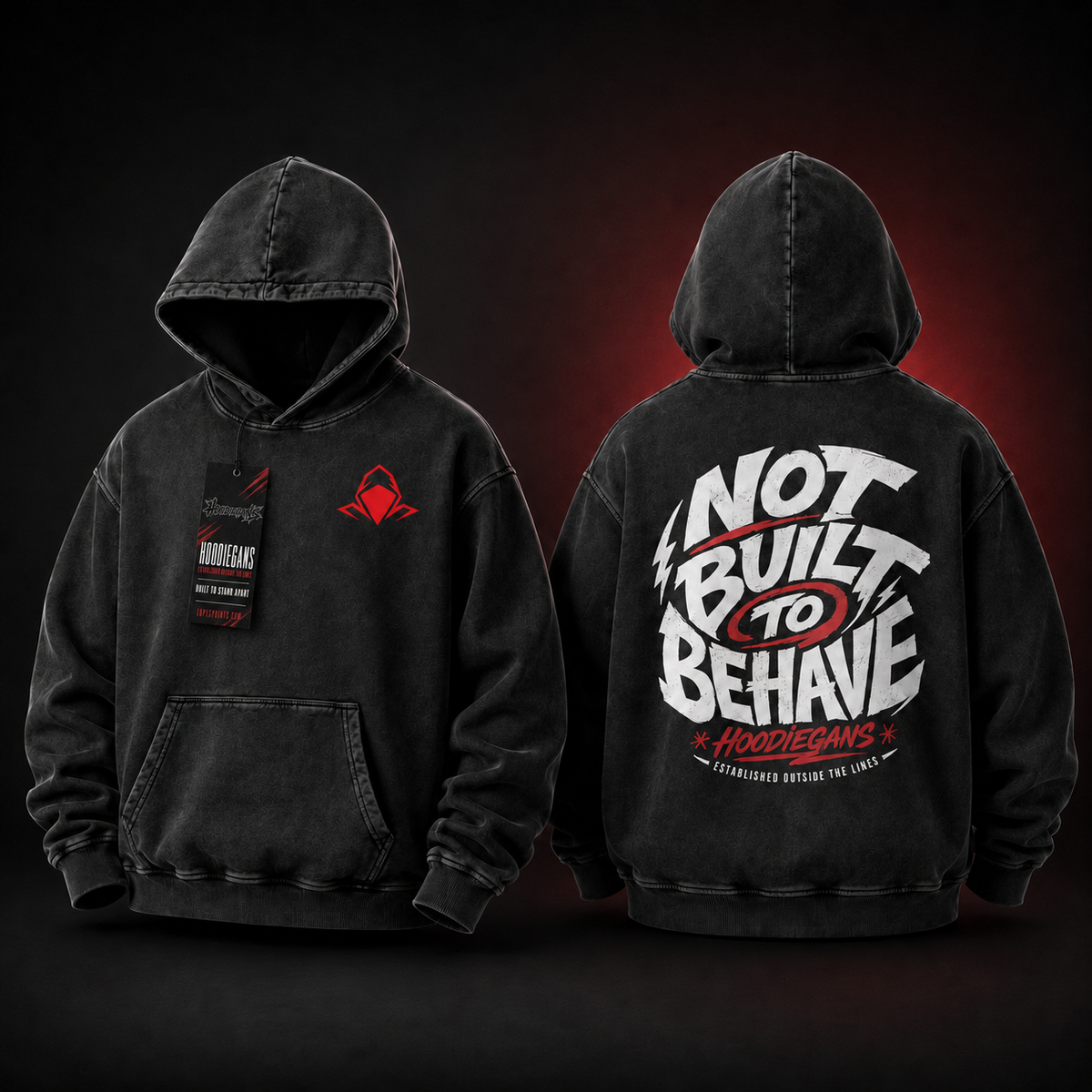 Hoodiegans Not Built To Behave Washed Loose Cotton Hoodie